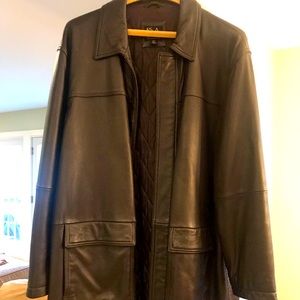 JosABank mens leather coat. Excellent condition!